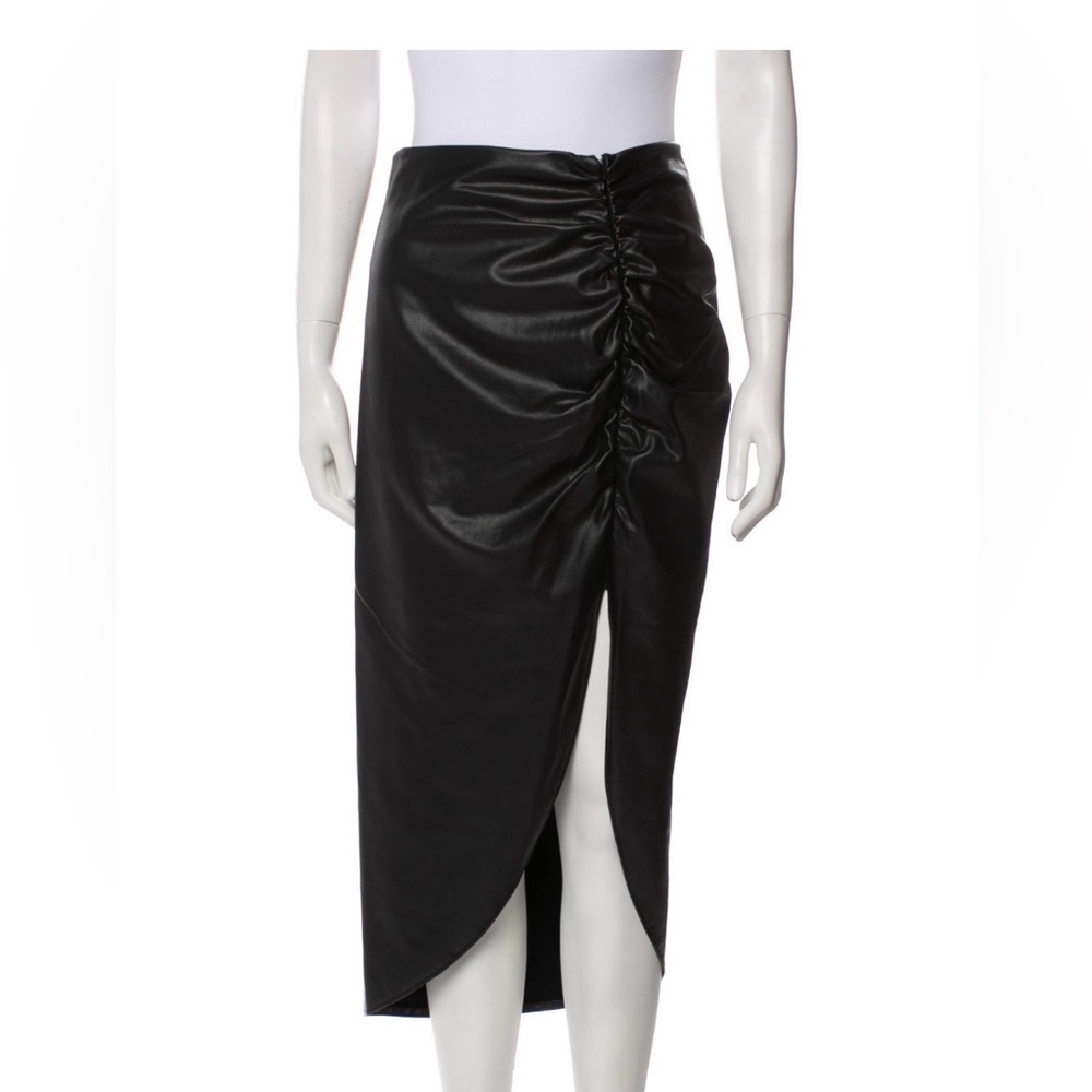Veronica Beard Pleated Accents Midi Length Black Ruched Skirt